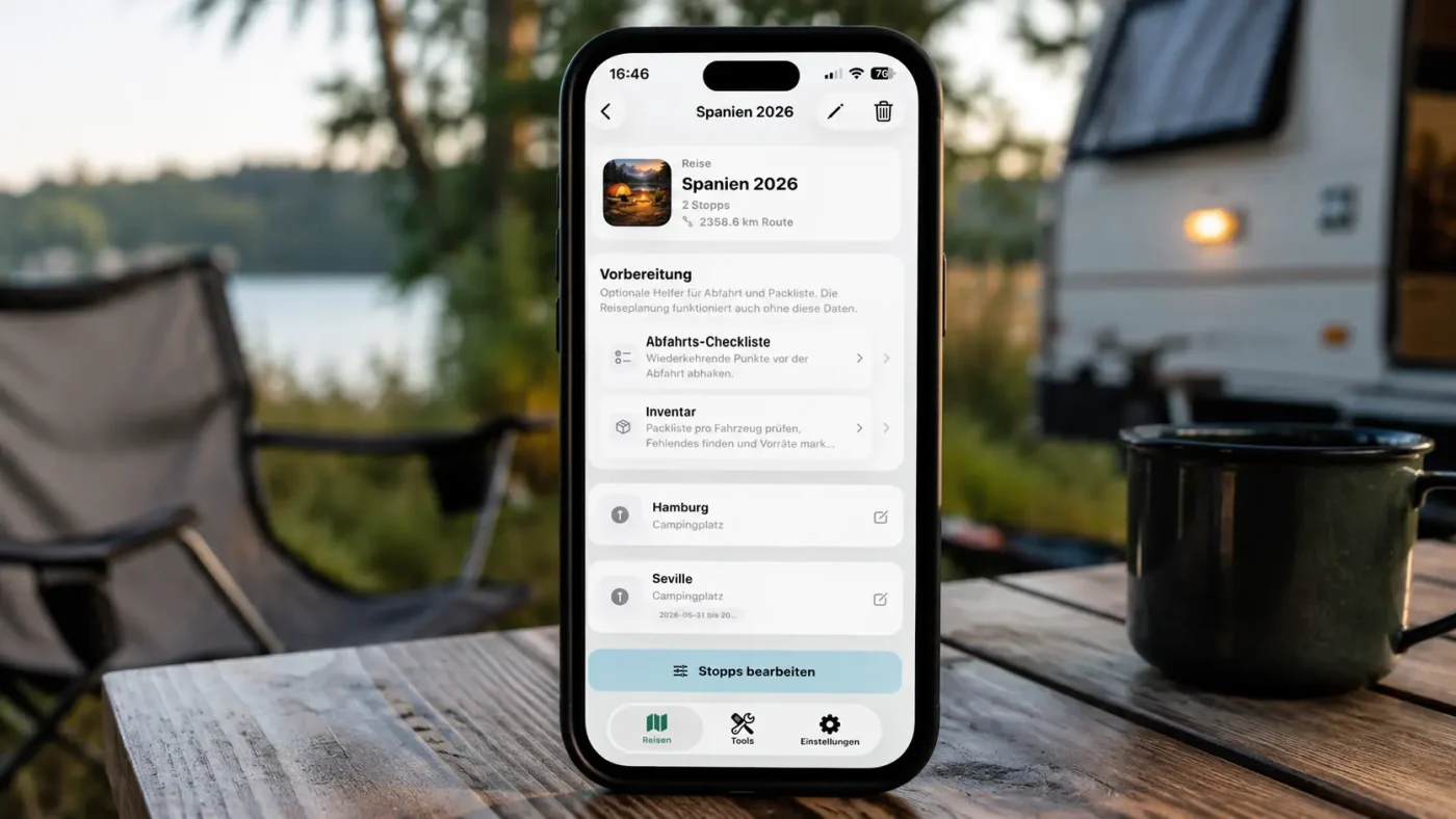 Caravanios Camping App - Reise Planen